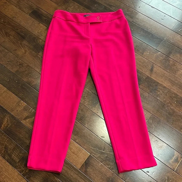 Talbots cropped trousers Bright pink Textured size 8P Double button Office - Picture 2 of 15